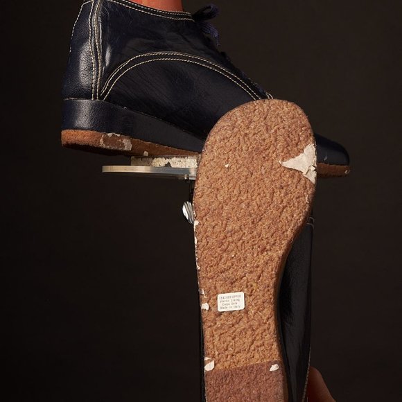 1970s Blue Leather Ankle Boots Shoes